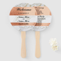 Stripe Rose Gold Marble Wedding Programme Hand Fan