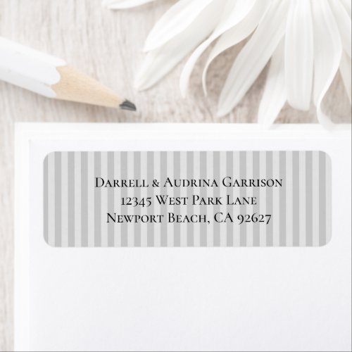 Stripe Shades of Grey Wedding Label