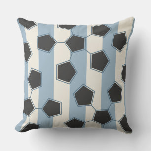 Stripe Soccer Ball Print Double-Sided Pale Blue Throw Pillow