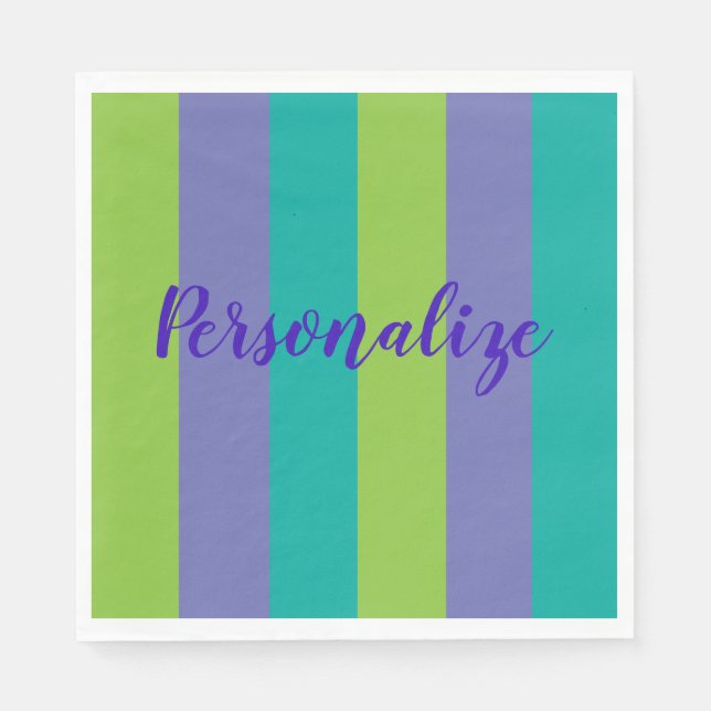 Stripe Teal, Purple Green Napkins (Front)