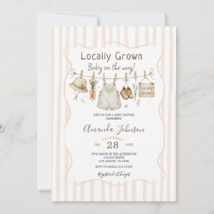 Stripe Veggies Farmers Market Baby Shower Invitation