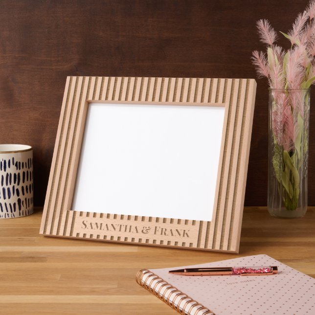Stripe with Bold Font Wedding Engraved Frames (Left)