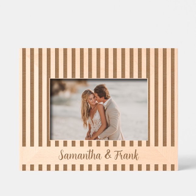 Stripe with Script Wedding Engraved Frames (Stripe with Script Wedding Engraved Frames)