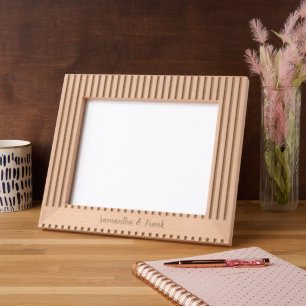 Stripe with Script Wedding Engraved Frames
