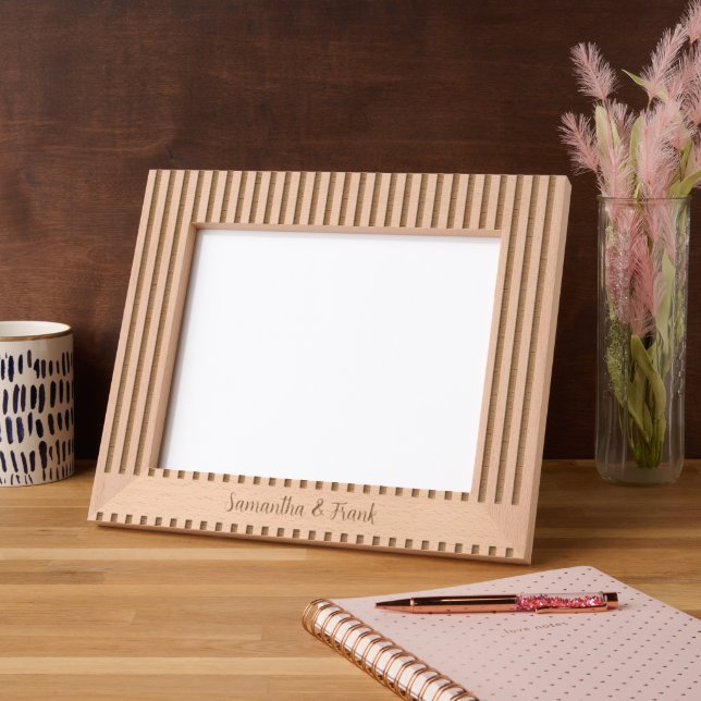 Stripe with Script Wedding Engraved Frames (Left)