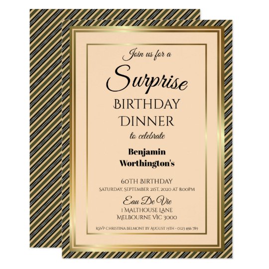 Striped 60th Surprise Birthday Dinner Invitation | Zazzle.com