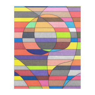 Striped Abstract with Colorful Ovals and Curves Acrylic Print