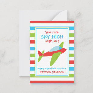 Striped Airplane Valentine's Classroom Cards