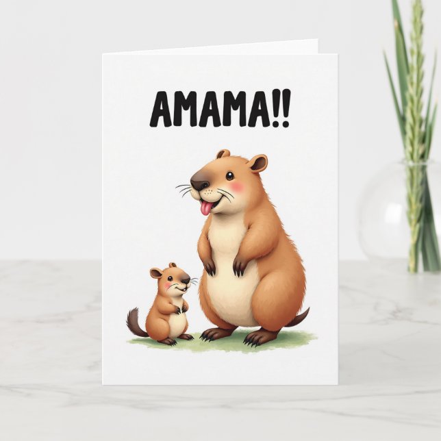 Striped Amama Greeting Card (Front)