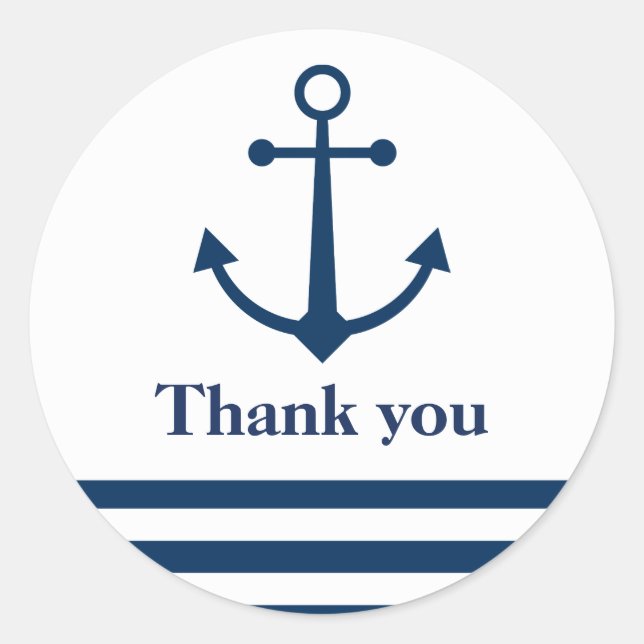 Striped anchor thank you stickers (Front)