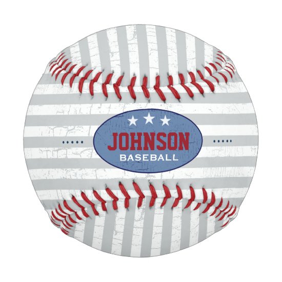 striped and personalized baseball