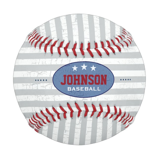striped and personalized baseball (Front)