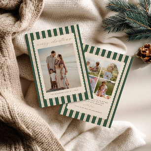 Striped and Scalloped Christmas Card with Photo