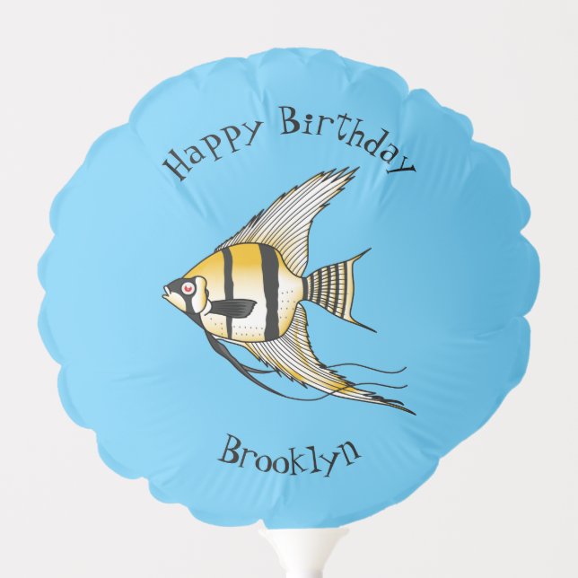 Striped angelfish cartoon illustration balloon (Front)