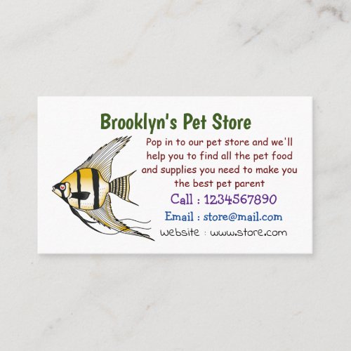 Striped angelfish cartoon illustration business card