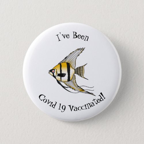 Striped angelfish cartoon illustration button