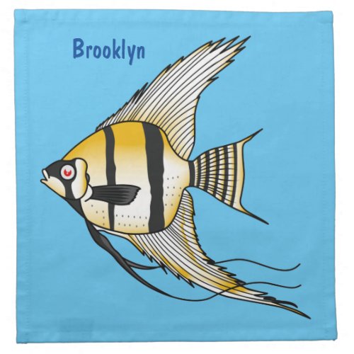 Striped angelfish cartoon illustration cloth napkin