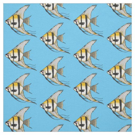 Striped angelfish cartoon illustration fabric