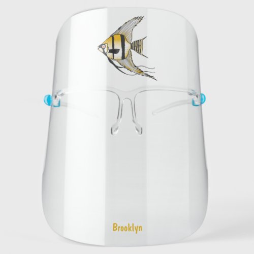 Striped angelfish cartoon illustration face shield