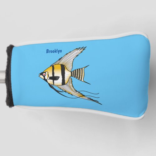 Striped angelfish cartoon illustration golf head cover