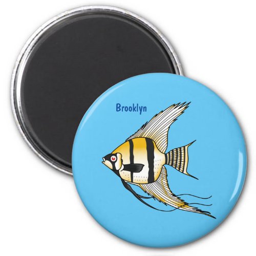 Striped angelfish cartoon illustration magnet