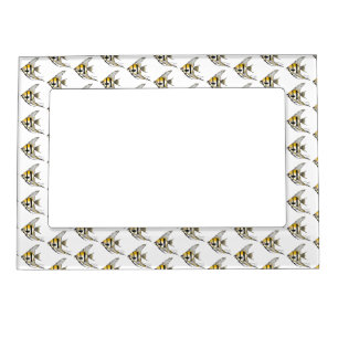 Striped angelfish cartoon illustration magnetic frame