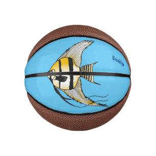 Striped angelfish cartoon illustration mini basketball