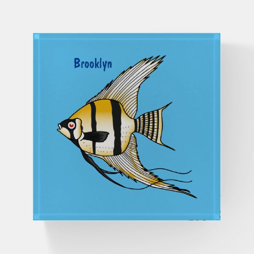 Striped angelfish cartoon illustration paperweight