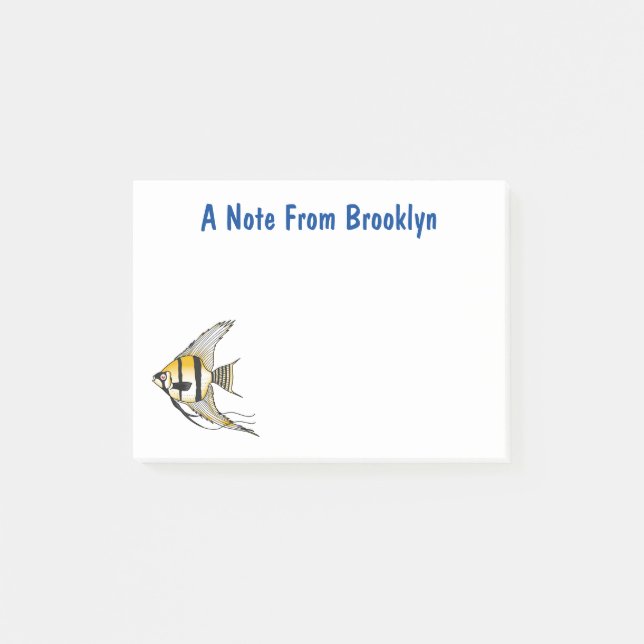 Striped angelfish cartoon illustration post-it notes (Front)