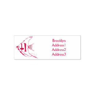 Striped angelfish cartoon illustration self-inking stamp