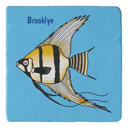 Striped angelfish cartoon illustration trivet