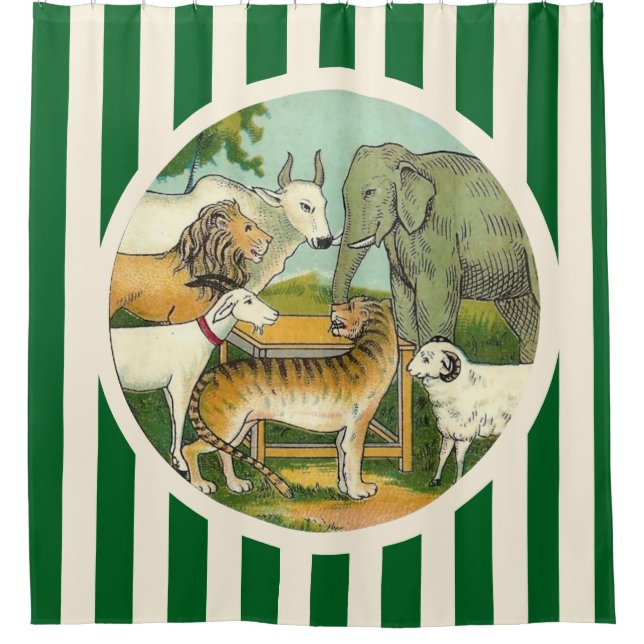 Striped Animal Menagerie Shower Curtain (Front)