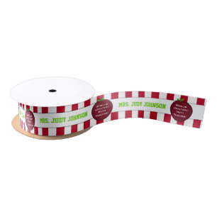 Striped Apple Best Teacher Personalized Ribbon