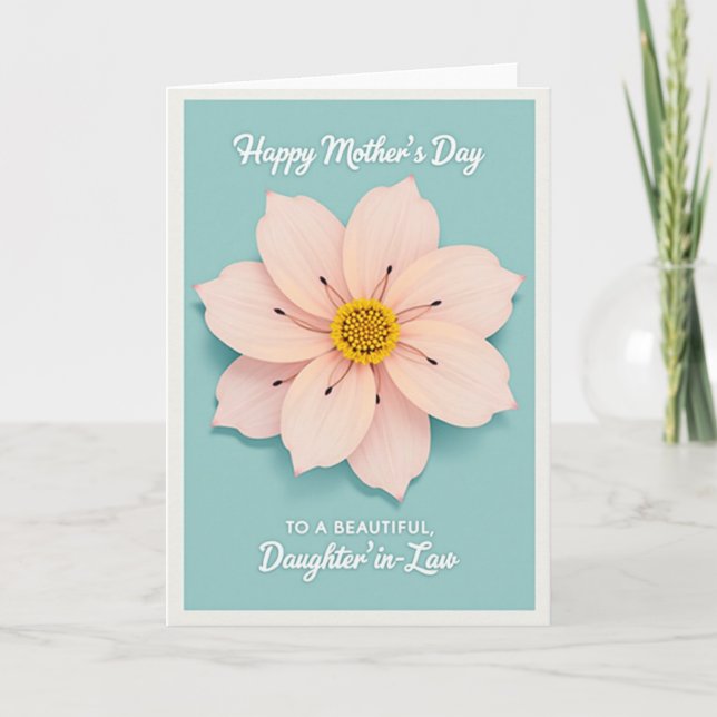 Striped Aqua Flower Beauty Card (Front)