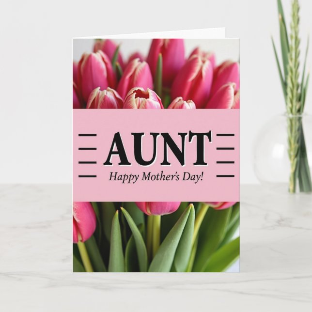 Striped Aunt Happy Mothers Day Card (Front)