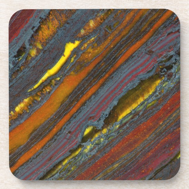 Striped Australian Tiger Eye Beverage Coaster (Front)