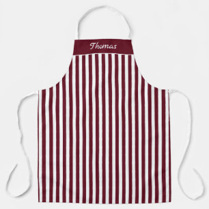 Striped Autumn Burgundy and White Pattern Apron