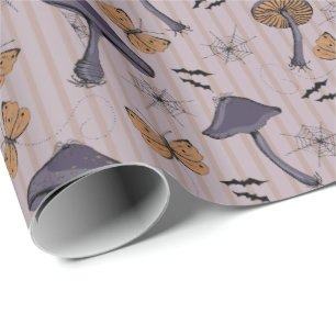 Striped Autumn Spooky Butterfly Wrapping Paper