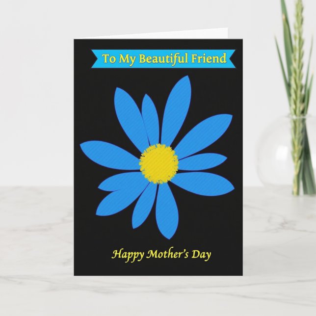 Striped Azure Mothers Day Card (Front)