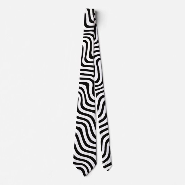 Striped B&W  Neck Tie (Front)