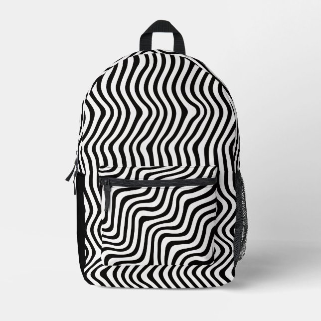 Striped B&W Printed Backpack (Front)