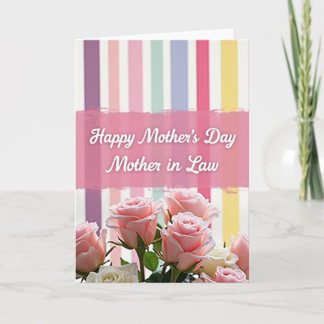 Striped Backdrop Mothers Day Card (Front)