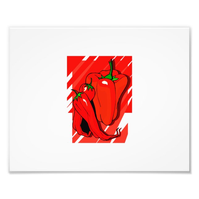 Striped background 3 peppers red.png photo print (Front)