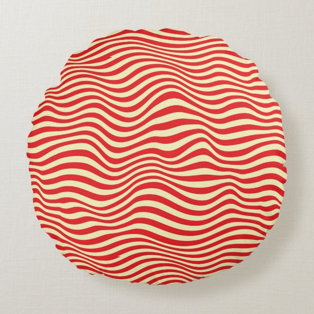 Striped background round pillow (Front)