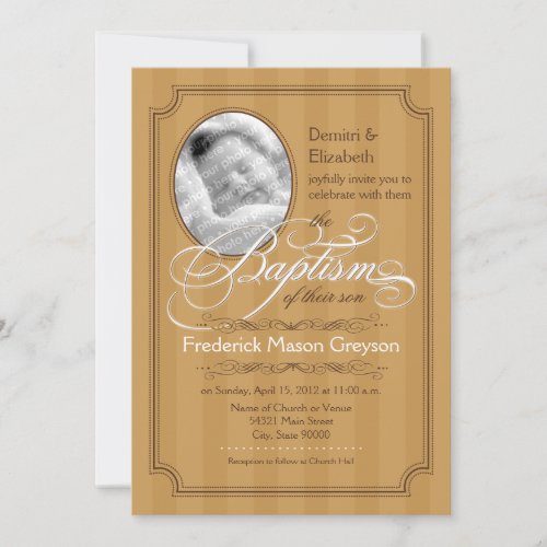 Striped Baptism Invitation (Pumpkin)
