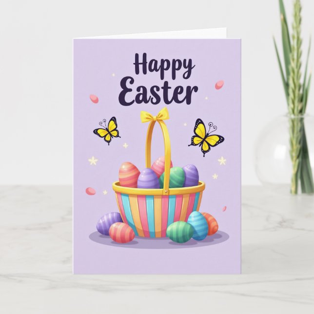 Striped Basket Celebration Card (Front)