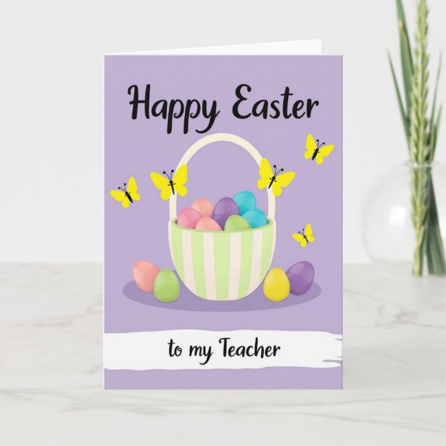 Striped Basket Easter Card (Front)