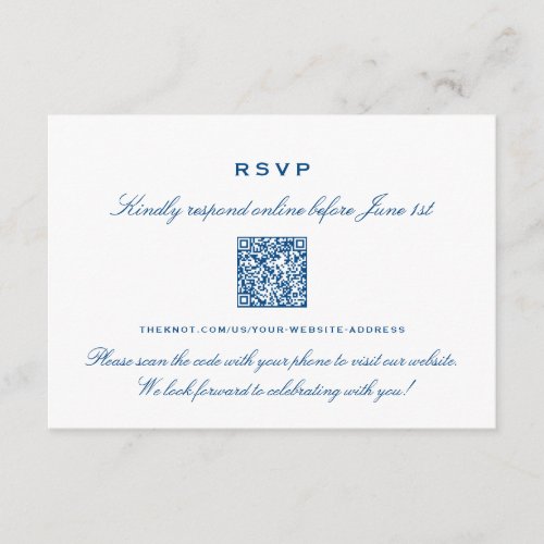 Striped Bass Elegant Navy Blue Online RSVP QR Code Enclosure Card
