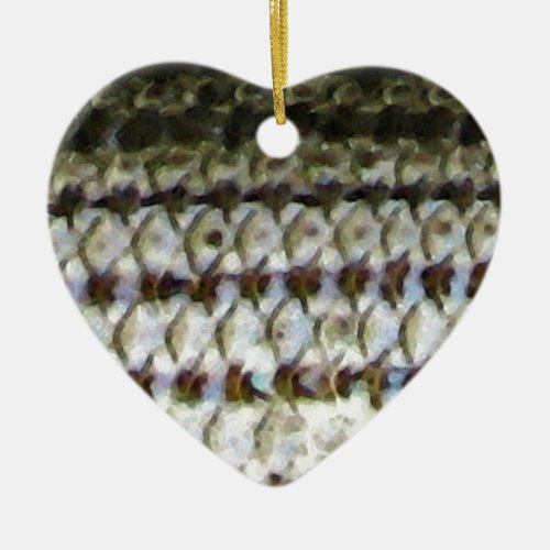 Striped Bass Fish Skin Print Ceramic Ornament