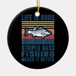Striped Bass Fishing Gifts Saltwater Fish Striped Ceramic Ornament